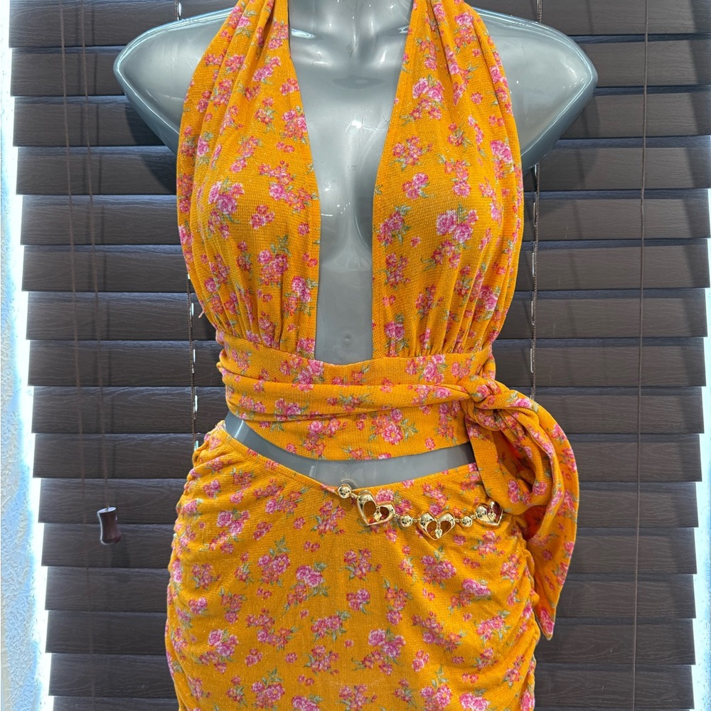 Beach Bunny Halter Top and Skirt Set